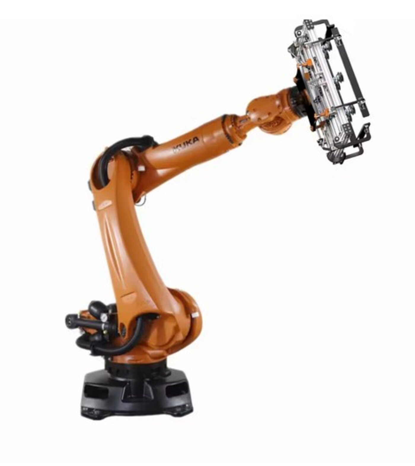 Robot KUKA z chwytakiem przenoszący elementy izolacyjne na linii produkcyjnej